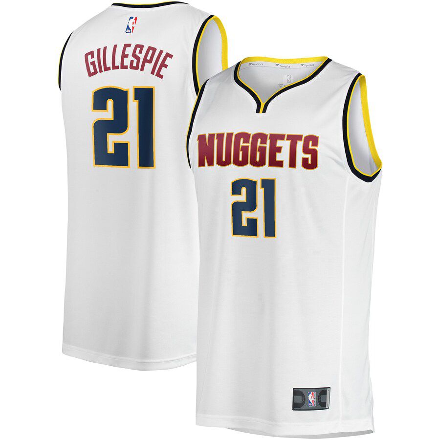 Men Denver Nuggets #21 Collin Gillespie Fanatics Branded White Fast Break Player NBA Jersey->denver nuggets->NBA Jersey